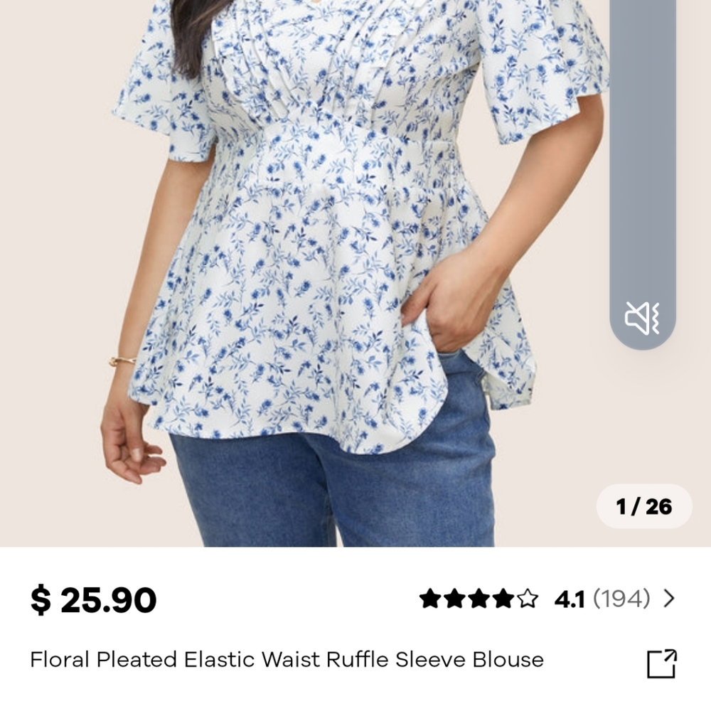 Bloomchic blue and white floral top! Sz4x! NWT!